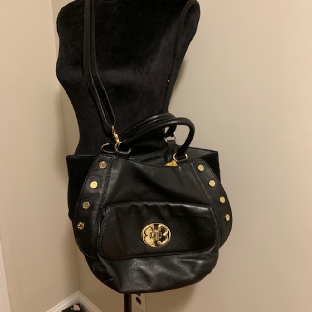 Emma Fox Black Leather Crossbody Bag